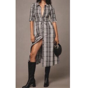 Maeve Black and White Check Midi Dress